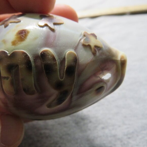 REAL Sea Shell Hand-Carved “Amy” Cowrie Shell Hawaiian - Picture 4 of 10